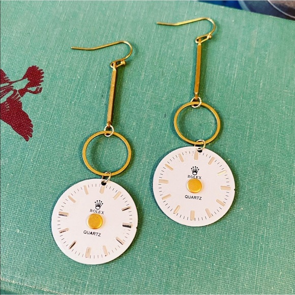 Up-cycled, Vintage Watch Face, Brass Earrings by whisperedHEART - Picture 2 of 3